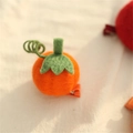 Handmade orange felt pumpkin hair clip with green leaves for girls and Halloween - Pumpkin Style