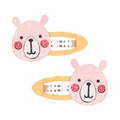 Dettaglio di fermagli per capelli a forma di orso rosa glitterato con rivestimento giallo - Stile Orso