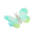 Dettaglio del fermaglio per capelli a farfalla in chiffon verde menta con glitter e nastro - Verde Menta (9#)