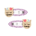 Simpatiche mollette viola a pois con orecchie di gatto glitterate e fiori in tessuto bimba - Stile Gatto Dorato