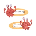 Dettaglio di due fermagli per capelli a forma di granchio rosso con tessuto glitterato - Crab Style