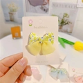 Fermaglio per capelli con fiocco floreale giallo e organza per bambine, accessorio estivo - Giallo Oca