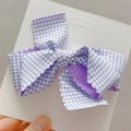 Barrette à cheveux avec nœud à carreaux violets pour filles et bords ondulés élégants - Violet