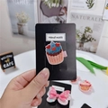 Fermaglio per capelli a forma di cupcake glitterato fatto a mano per bambine - Torta Blu