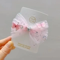 Fermaglio per capelli in tulle rosa con paillettes e farfalle 3D per ragazze stile principessa - Rosa