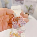 Pink elastic hair bands for girls with cute transparent glittery rabbit pendants - Rabbit