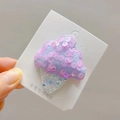 Détail de la barrette à cheveux en forme de glace avec paillettes et brillants colorés - Mauve Clair