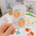 Detail of embroidered carrot hair clips set on cardstock for girls' hair accessories - Carrot (Snap Clip)