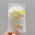 Lot de deux barrettes à cheveux étoile en maille aux couleurs macaron pour filles - Design de Météore (4987369520384)