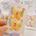 Detail of embroidered butterfly hair clips with colorful rhinestones and fabric wrapping - Style 7(7#)