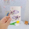 Set lila Haarklammern aus Tüll mit Perlen für Mädchen auf einer Displaykarte - Rosa Lila Grau Gemischt Blume Snap-Clip