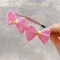 Sweet pink glitter girls headband featuring mesh bows with sparkling silver sequins - Rose Pink