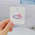 Fermaglio per capelli viola con cuori glitterati rosa per bambine su cartoncino - Viola Rosa Glitter Cuore (13#)