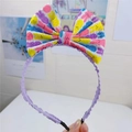 Serre-tête de Pâques bohème avec grand nœud violet et imprimé lapin coloré pour filles - 7# (Lapin de Pâques Violet)