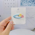 Mollette per capelli a cuore in colori pastello per bambine su carta coreana - Blu Chiaro Giallo Rosa Glitter Cuore (14#)