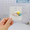 Simpatica molletta per capelli coreana con pompon gialli e verde menta per bambine - Rosa Chiaro Pompon Giallo Verde (3#)