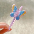 Detailed embroidery of colorful butterfly and pink fabric texture on a girls headband - 7# Embroidered Butterfly Headband
