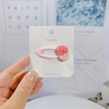 Fermaglio per capelli rosa con decorazione floreale e tessuto su cartoncino - Rosa Chiaro Fiore Rosa Bicolore (7#)