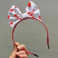 Serre-tête de Pâques bohème avec grand nœud blanc à motifs de cœurs rouges et monture rouge - 10# (Cœur Rouge)