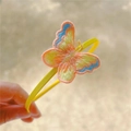 Detail showing embroidered butterfly and colorful silk threads on yellow headband - 9# Embroidered Butterfly Headband
