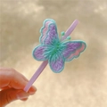 Detail of embroidered butterfly headband with intricate needlework and pastel colored wings - 10# Embroidered Butterfly Headband
