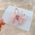 Rosa Schleife Haarspange für Mädchen mit lila Herz-Strassstein und bunten Pailletten - Koreanisch Rosa BB-Clip