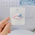 Fermaglio per capelli a cuore per bambina con paillettes e nastro rosa su espositore - Rosa Blu Iridescente Glitter Cuore (16#)