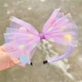 Kinder Haarband mit lila Tüllschleife, bunten Punkten und glitzerndem Mittelknoten - Violettes Stirnband