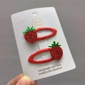 Barrettes fraises faites main avec paillettes rouges et tissu pour petites filles - Style Fraise Rouge