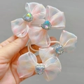 Set van haarelastiekjes met roze hartkristallen strikken en strass voor meisjes - Roze Clip en Elastiek