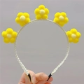 Serre-tête tournesol avec fleurs en peluche macaron pour coiffures de fête festives - Jaune