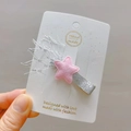 Pink glitter star hair clip with silver fringe tassels on white display card - Light Pink
