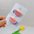 Simpatiche mollette per capelli a anguria per bambine con tessuto glitter rosa - Clip a Becco d'Anatra Anguria Viola