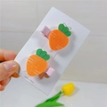 Simpatiche mollette per capelli a carota con glitter arancioni e rivestimento in rosa - Clip a Becco d'Anatra Carota