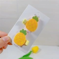 Cute yellow glitter pineapple snap hair clips set for little girls and children - Pineapple Duckbill Clip