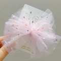 Nœud à cheveux rose pailleté pour filles, style princesse fait main avec voile fin - Rose