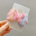 Fermaglio per capelli con farfalla rosa ricamata e nuvole glitterate per bambine - Fermaglio per Capelli Farfalla Rosa