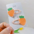 Simpatiche mollette per capelli a forma di carota per bambine con nastro rosa glitter - Clip BB Carota