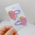 Set of two purple grape hair clips for children featuring glitter finish on white card - Grape BB Clip