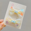 Cute colorful bow hair clips with pearls and fruit patterns for girls and toddlers - Beige