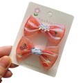 Barrettes à cheveux roses pour filles avec fleurs bleues et perles sur carte - Rouge rouille