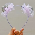 Sparkly glitter cat ear headband with purple tulle for kids party hair accessories - Silver Ears