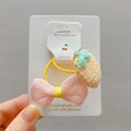 Élastique à cheveux pour enfants avec nœud en paillettes et pendentif ananas - Rose Orangé