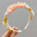 Serre-tête à fleurs roses et jaunes avec dents antidérapantes pour filles et femmes - Serre-tête Fleurs Rose Clair