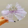 Serre-tête couronne de princesse violet avec nœud en tulle et strass pour petites filles - Serre-tête / Violet