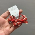 Paia di elastici per capelli con fiocco a righe rosse e bianche per bambine su carta - Elastico per capelli / Fiocco A Righe Rosso Scuro