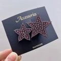 Detail of star-shaped hairpins with purple rhinestones on a handmade accessory card - Dark Pink Star Duo Hair Clip