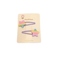 Paire de barrettes étoiles pailletées violettes avec rayures arc-en-ciel pour filles - Clips en Paire Étoile Arc-en-ciel