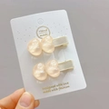 Par de pinzas para el cabello con forma de corazón en resina con textura de mármol crema - Corazón De Mármol (Par) / Albaricoque Beige