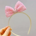 Diadema con lazo de lentejuelas rosa para niñas y detalle de corona de diamantes de imitación - Rosa